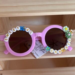 “Sweet as can bee” beaded Pink Sunglasses with Floral Accents